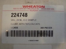 WHEATON 24 ml VIAL #224748  EC SAMPLE w/ PTFE CAPS 200/case NOS OEM