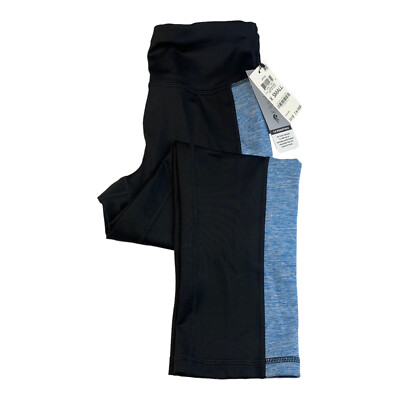 Ideology NWT S Women Black Blue ID Essentials stretch Crop Tights #1401C