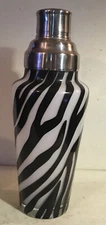 Zebra Print Glass Cocktail Shaker/Mixer Bar Jungle Safari Beverage