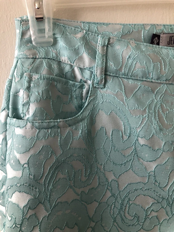 Pantalones cortos para mujer JENNIFER LOPEZ talla 0 turquesa bolsillos cremallera frontal Foto 3 de 4