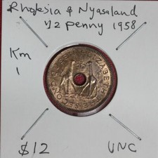 Rhodesia & Nyasaland 1/2 Penny 1958 UNC (322/2925D27)