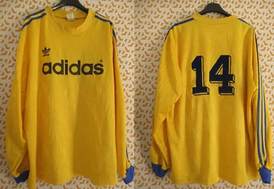 Maillot Adidas Jaune bleu sochaux porté #14 vintage Jersey Shirt soccer - XL - Photo 1/4