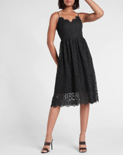 nwt EXPRESS 2023 WEDDING GUEST FAV allover lace lined midi dress s