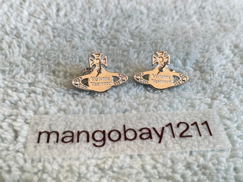 Vivienne Westwood Silver Crystal Light Blue Star Saturn Stud Earrings - Picture 3 of 3