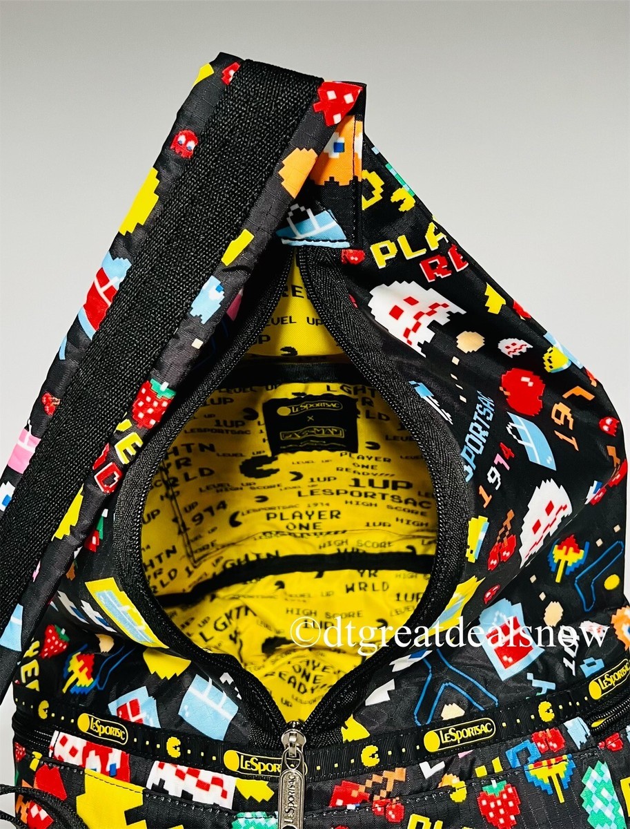 M✖️M✖️M LET&#39;S ENJOY” BAG LeSportsac Sling Bag in Pac-Man 1974 Warp Maze Black Multi