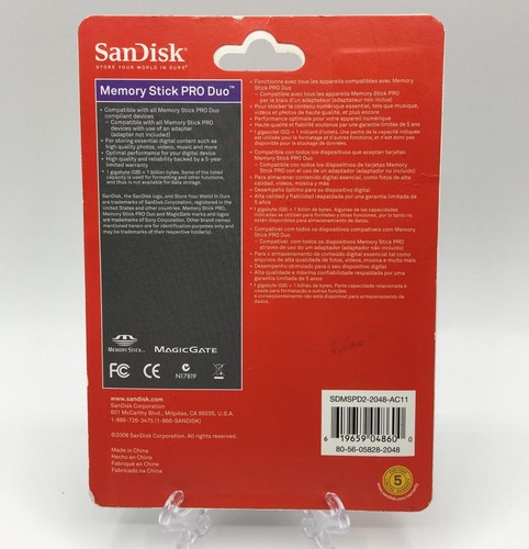 Sandisk MS Memory Stick Pro Duo 2GB - Pack of 2 (SDMSPD2-2048-AC11) - Picture 2 of 2
