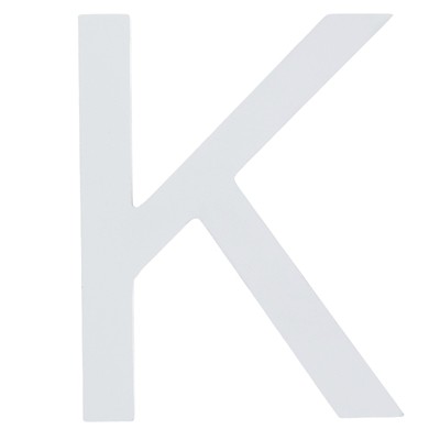 Arial Font White Painted MDF Wood Letter K (6 Inches)