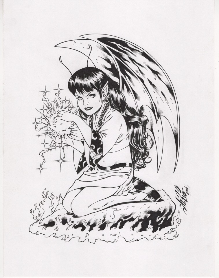 Al Rio  Witch Fairy  original art 9.5 x13  on art board. Signed by Al Rio 2004 Comic Art