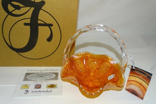 Fenton Art Glass Marigold Crystal Basket 6537 5J