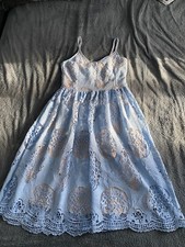 Blue Embroidered Party Dress