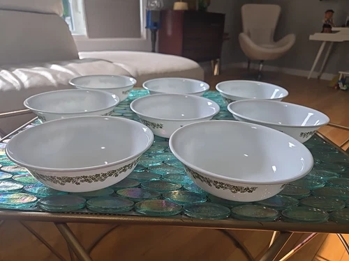 8 Corelle Green Spring Blossom Crazy Daisy Cereal Bowls 6.25"