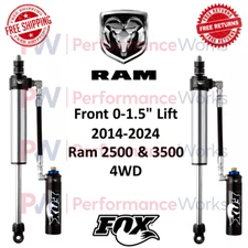 Fox 2.0 Factory Race Adj Shocks Pair 0-1.5" Front Lift For 14-24 Ram 2500 3500