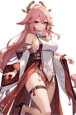 Yae Miko Genshin Impact Waifu Weatherproof Anime Sticker 6" Car Decal