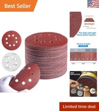 5-Inch Sanding Pads with 8 Holes - 72 Count Aluminum Oxide for Smooth Finishing