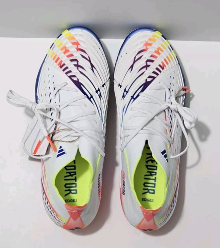 Adidas Predator Edge.1 SG Tacchetti Calcio Uomo Bianco Giallo Blu Taglia 12 (GW1021) - Foto 7 di 17