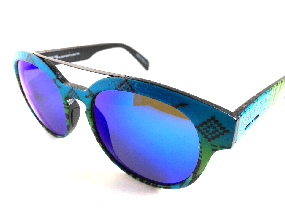 Новые мужские солнцезащитные очки Italia Independent синие круглые кожаные - Изображение 2 из 4