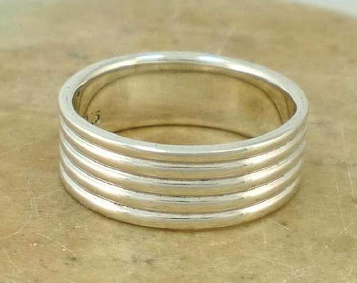 WIDE .925 STERLING SILVER STACK 5 BAND RING size 7 style# r1558 - 第 1/1 張圖片