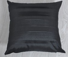 Faux Silk Pleated Cushion Including Inner PAD -43x43cm - Black / Natural