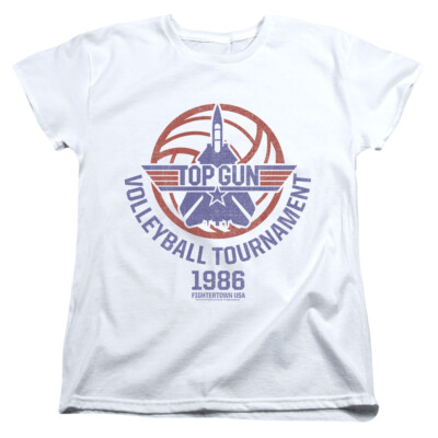 Top Gun Womens T-Shirt Volleyball Tournament White Tee