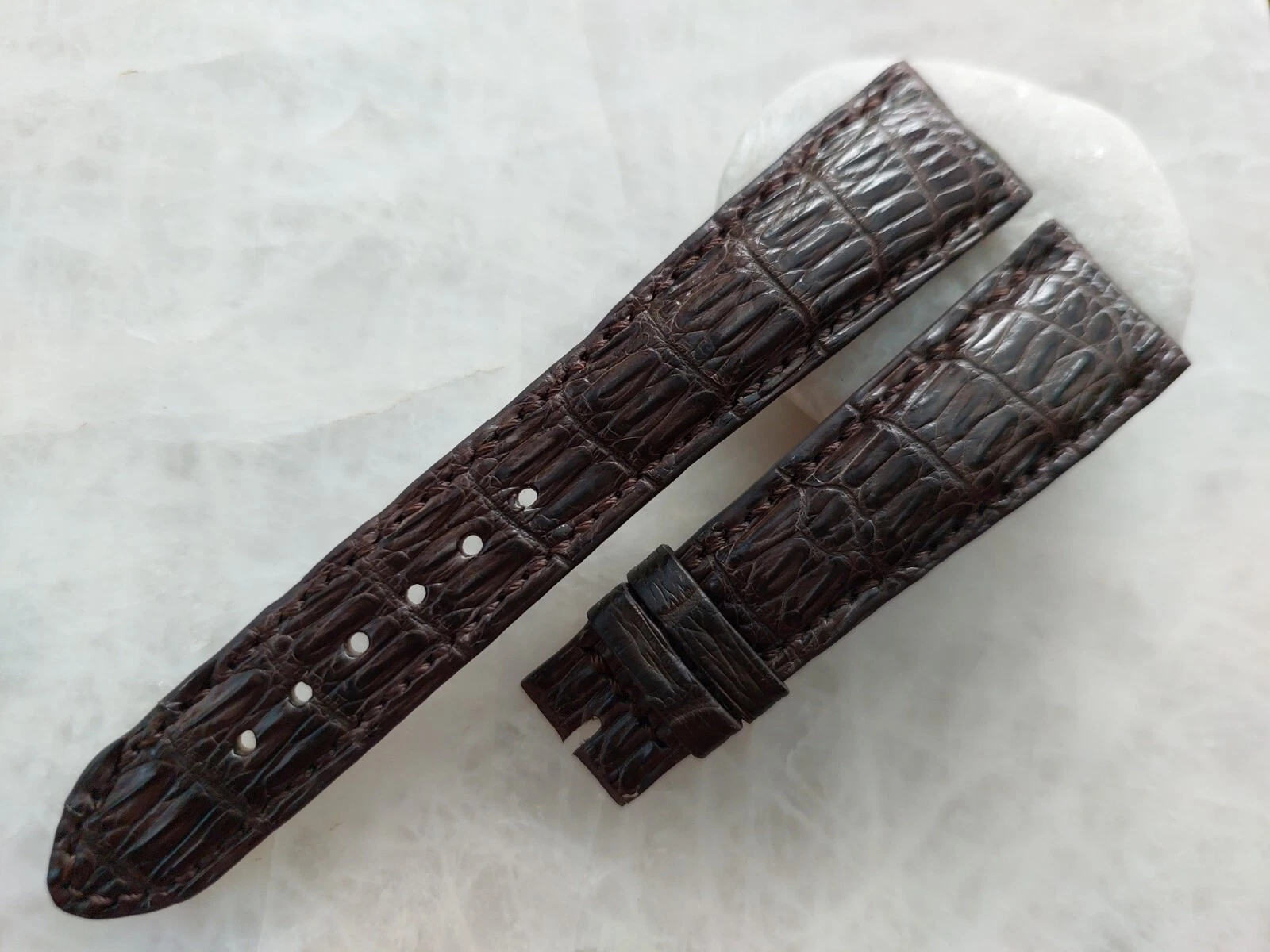 20mm/16mm Brown Alligator Crocodile Print Leather Watch Strap Band