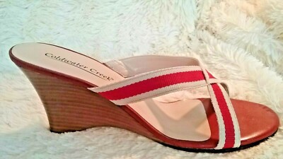 *NEW* ~ Women's COLDWATER CREEK ~ RED  Open Toe Heel Sandal Shoes Size 91/2 M  