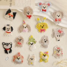 10PCS Self Adhesive Cartoon Dog Patch Iron on Patches Embroidery Sticker