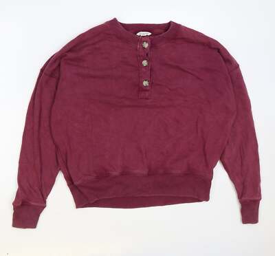 American Eagle Damen lila Baumwollmischung Sweatshirt Größe L Knopf