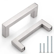 (15 Pack 3-1/2 inch Hole Center Stainless Steel Cabinet Pulls in Brushed Nick...