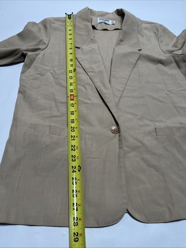 Alfred Dunner Blazer Jacket Tan Women Size 14P Pockets Linen Cotton Vintage - Picture 10 of 15