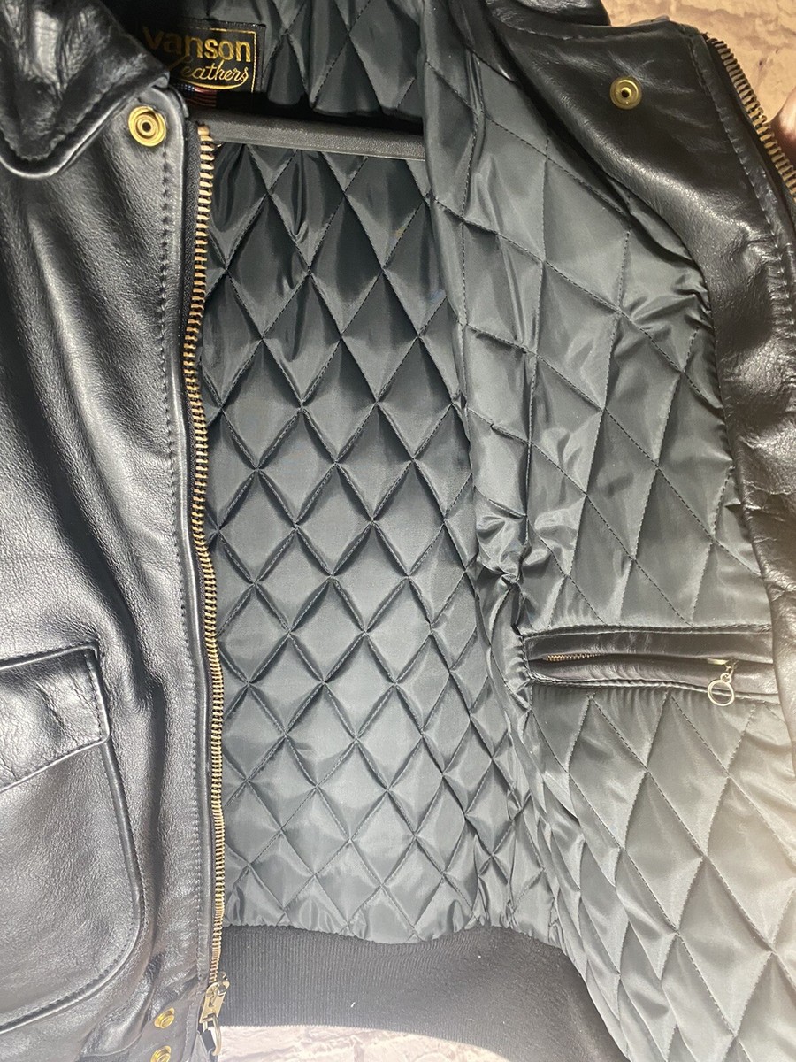 VINTAGE 1993-94 VANSON BLACK MOTORCYCLE LEATHER JACKET AEROSMITH