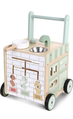 8 in 1 Wooden Play Kitchen Baby Push and Pull Learning Activity Walker