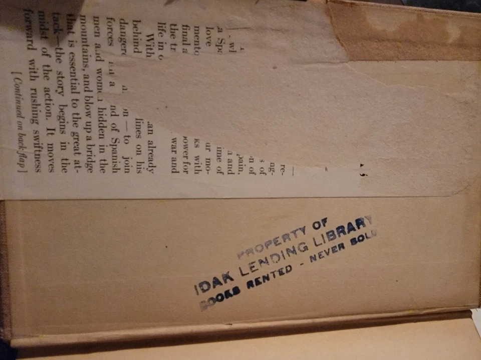 “For Whom the Bell Tolls” Ernest Hemingway First Edition 1st Printing 1940 Foto 4 de 4