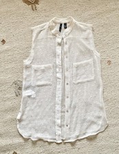 BNWOT MANGO Ivory White SHEER CONFETTI SLEEVELESS TUNIC BLOUSE XS 6 8 