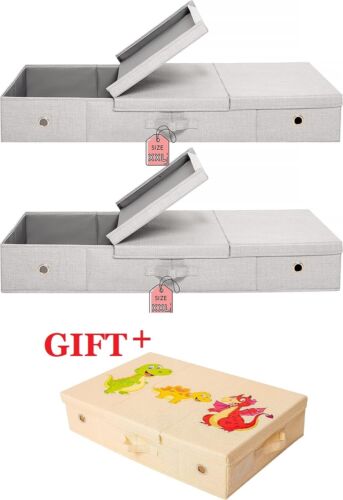 2 Pack Large Under Bed Storage With Lid Sturdy Foldable Underbed Storage Binsund
