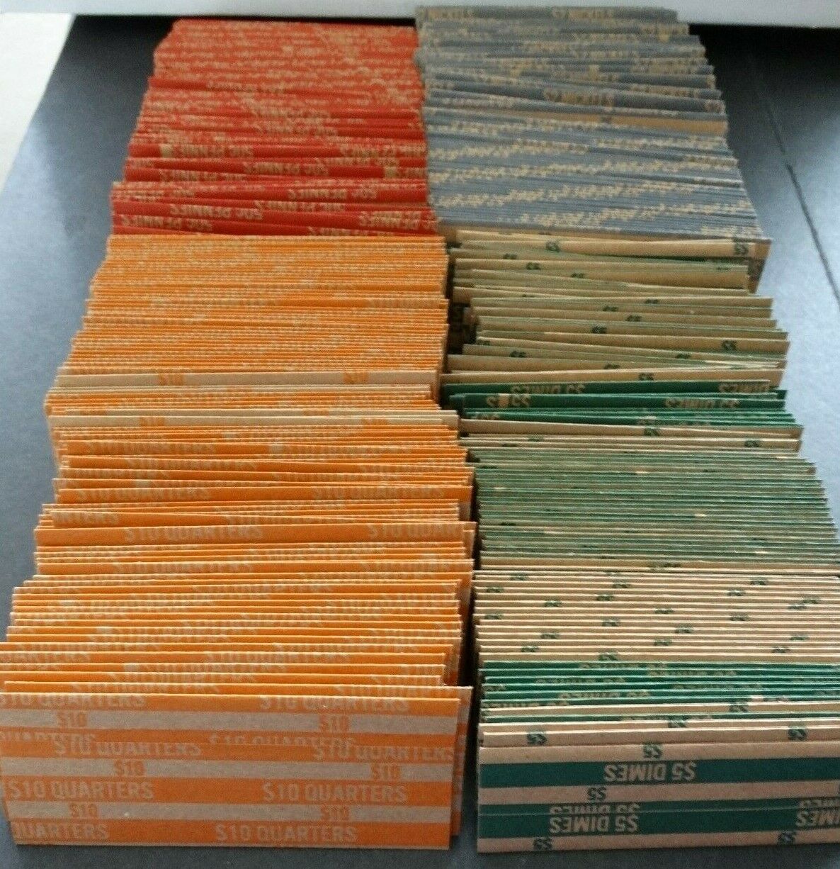 400 Assorted (100 of Each Nickel, Dime, Quarter, Penny) Coin Striped Wrappers