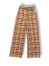 Vintage Wool Wide Leg Pants Check Plaid Tweed Lined 24 x 29 Multicolor Harvest