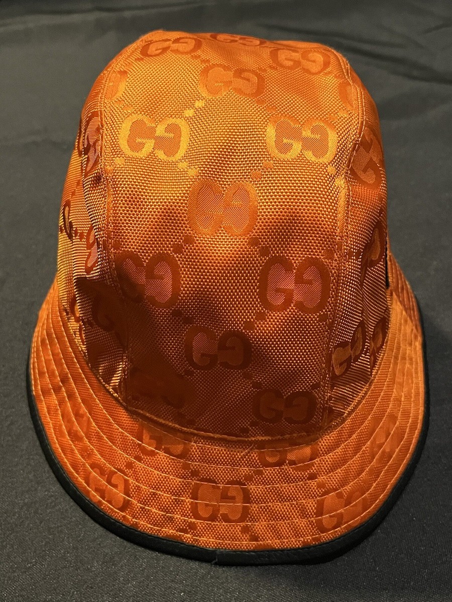 GUCCI GG RETRO ORANGE CAP M MEDIUM OFF THE GRID BUCKET HAT GUCCI GG RETRO ORANGE CAP M MEDIUM OFF THE GRID BUCKET HAT