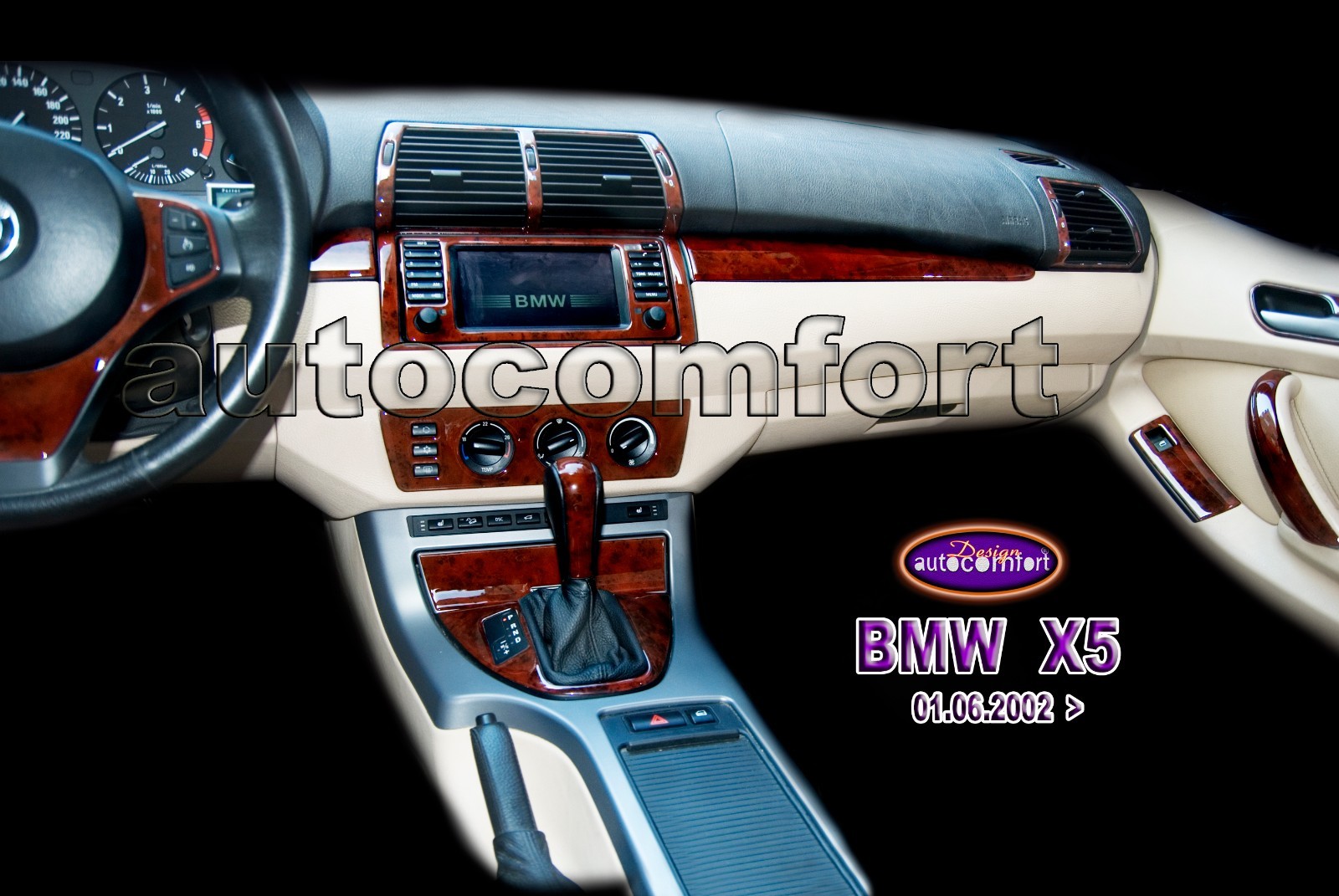 For BMW X5 Interior Dash Trim Kit 3M 3D 22Parts Burl Wood 2000 MODEL