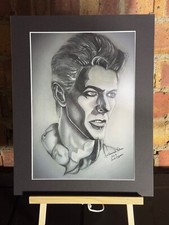 David Bowie Inspired original Art 2SD 14" x 11" A4 Mounted Print