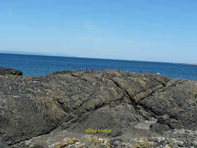 Photo 6x4 Rocks Behind Ainslie Manor Girvan Metal foundations on the rock c2012