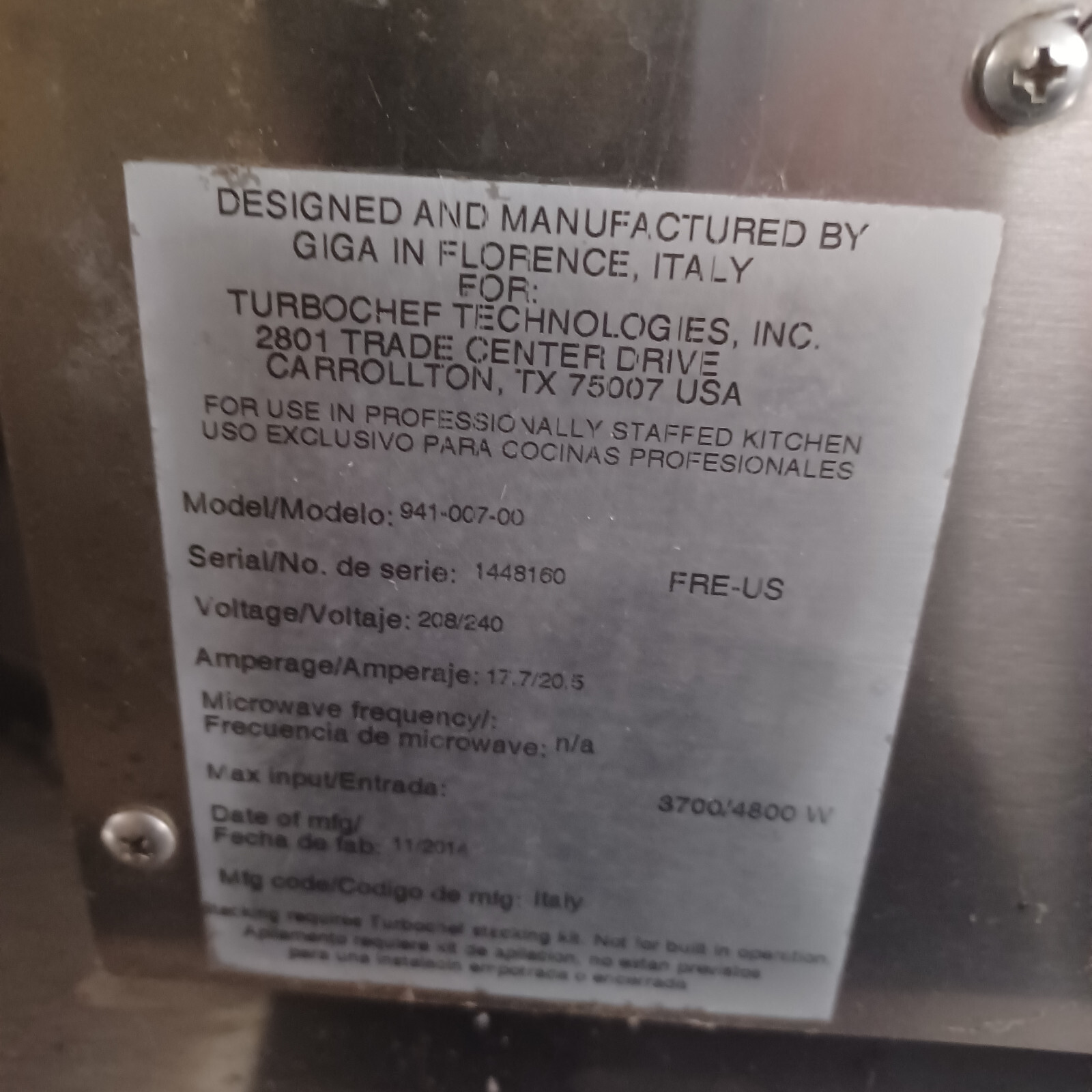 94100700 TURBOCHEF FIRE USED PIZZA OVEN SHIPPING IS 485.00 eBay