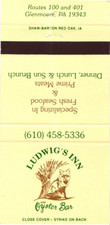 Glenmoore, Pennsylvania Ludwig's Inn Oyster Bar copertina libro fiammiferi vintage