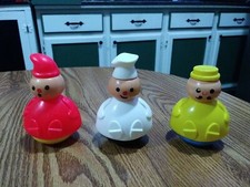 Vintage Fisher Price Three Men In A Tub People Only Yellow Red White 4 - 5" Tall