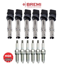 Ignition Coil & Spark Plug Iridium (6set) OEM NGK Bremi for Porsche Cayenne Base