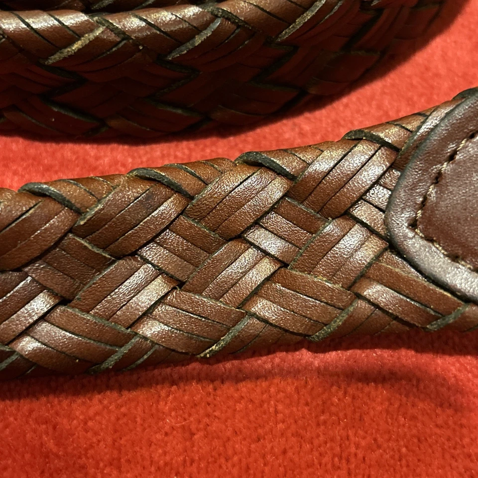 Cinturón de cuero trenzado marrón Tasso Elba para hombre talla 42/105 Foto 4 de 4
