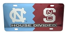 UNC NC STATE House Divided Mirrored License Plate Tag Craftique New Plastic Torn