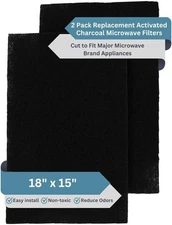 2-Pack Activated Carbon Charcoal Microwave Hood Filters - 18" x 15" Cut To Fit K