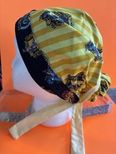 Patterned Yellow Black Cotton Scrub Cap Unisex Medical Surgical Headwear