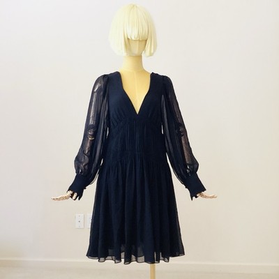 Stella McCartney Silk Black V-Neck Cocktail Dress SZ 2/36