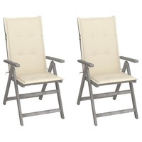 Verstellbare GartenstüHle 2Er Set Massivholz Akazie Mit Auflagen